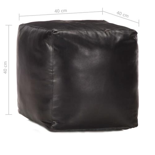 Puf 40 x 40 x 40 cm ægte gedeskind sort
