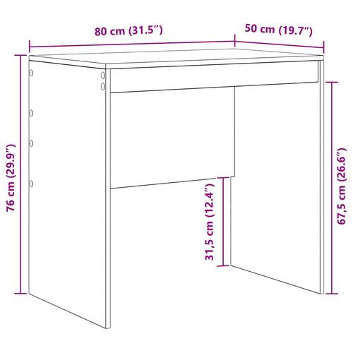 Skrivebord Hvid 80x50x76 cm Ingeniørtræ