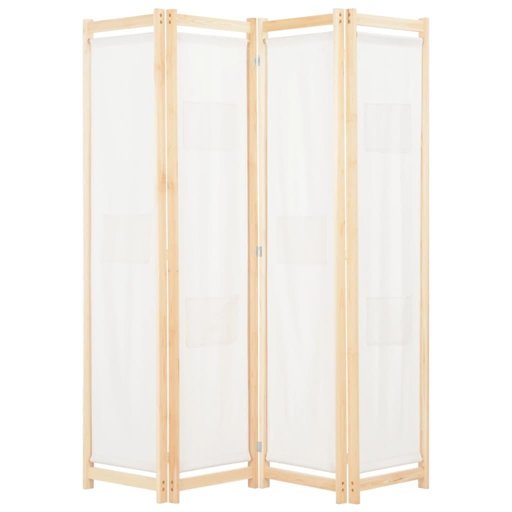 4-panels rumdeler 160 x 170 x 4 cm stof cremefarvet