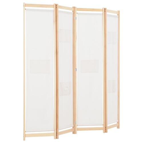 4-panels rumdeler 160 x 170 x 4 cm stof cremefarvet