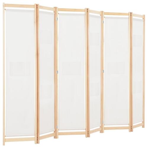 6-panelers rumdeler 240 x 170 x 4 cm stof cremefarvet
