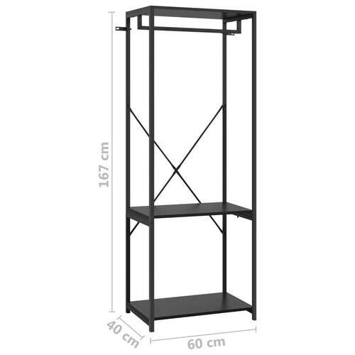 Tøjstativ 60x40x167 cm metal og spånplader sort
