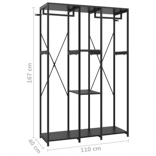 Tøjstativ 110x40x167 cm metal og spånplader sort