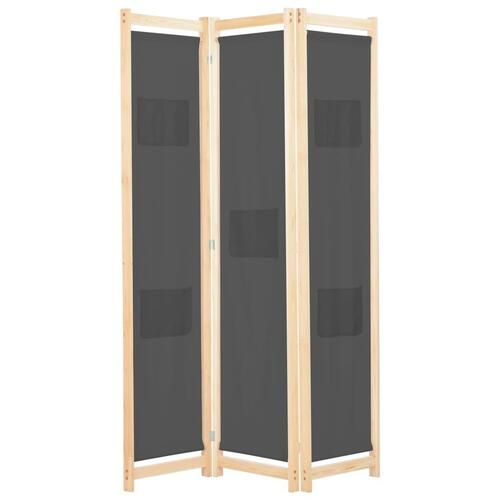 3-panels rumdeler 120 x 170 x 4 cm stof grå