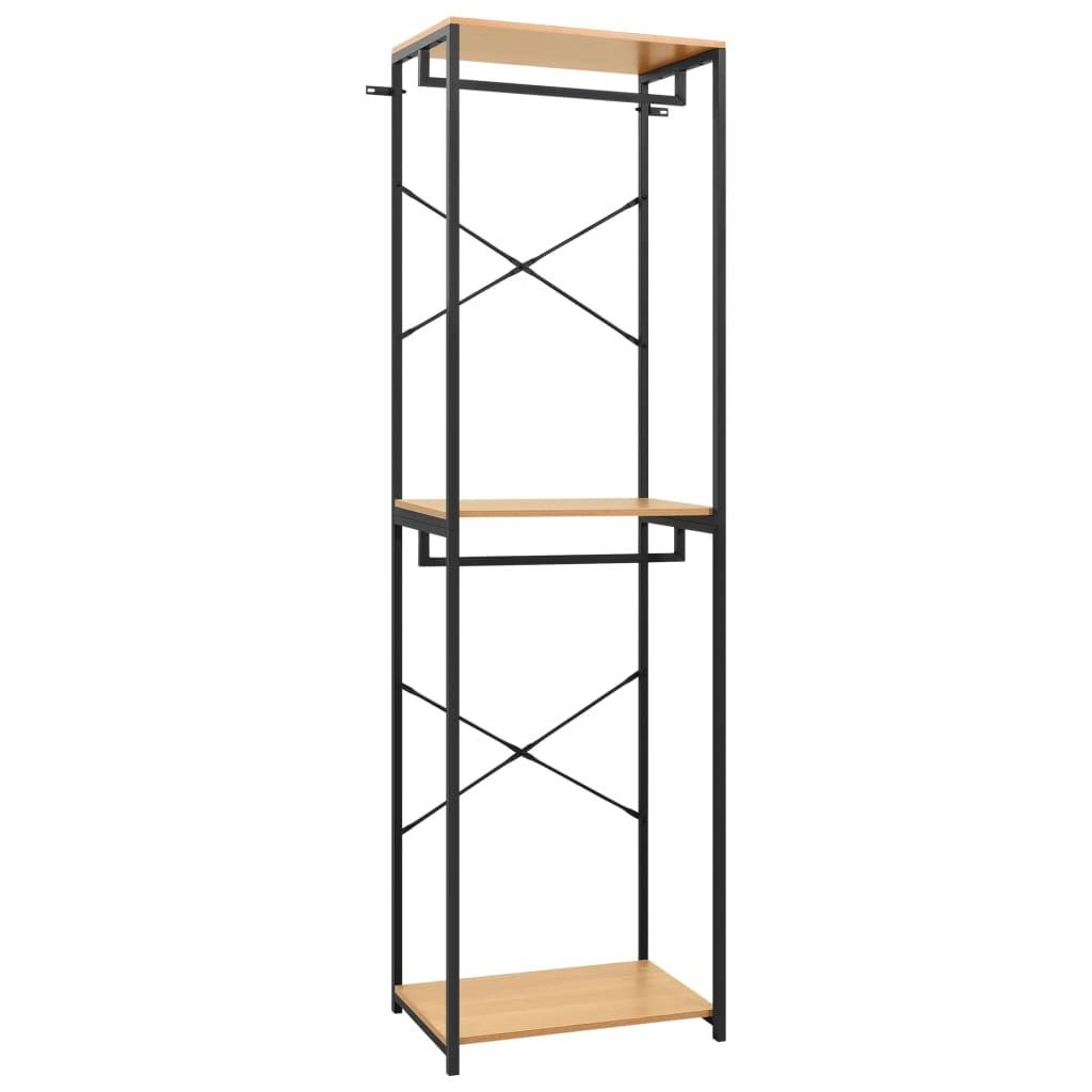 Tøjstativ 60x40x213 cm metal og spånplader sort og eg