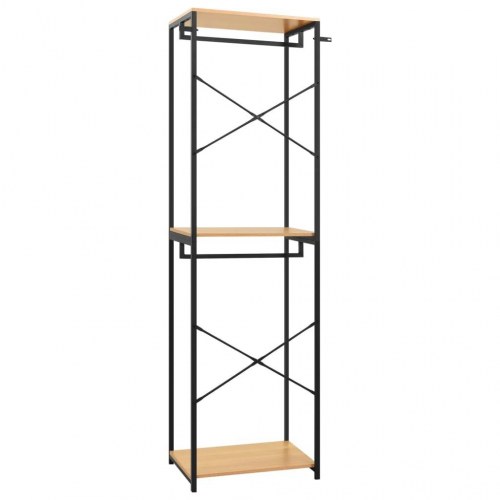 Tøjstativ 60x40x213 cm metal og spånplader sort og eg
