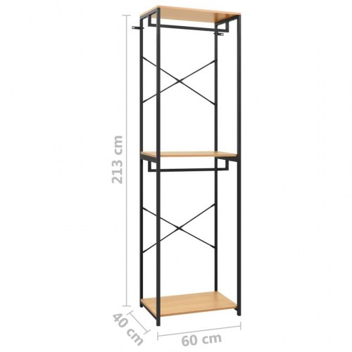 Tøjstativ 60x40x213 cm metal og spånplader sort og eg