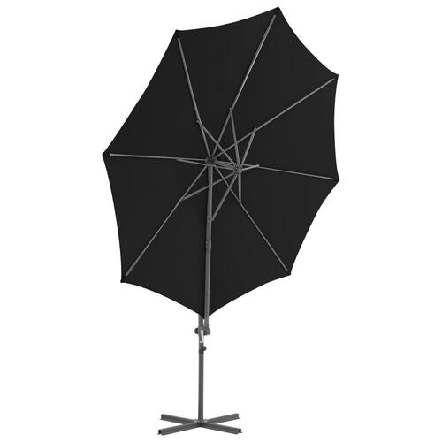 Hængeparasol med stålstang 300 cm sort