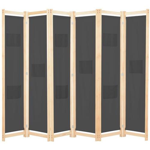 6-panelers rumdeler 240 x 170 x 4 cm stof grå