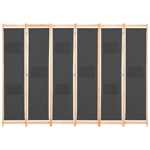6-panelers rumdeler 240 x 170 x 4 cm stof grå