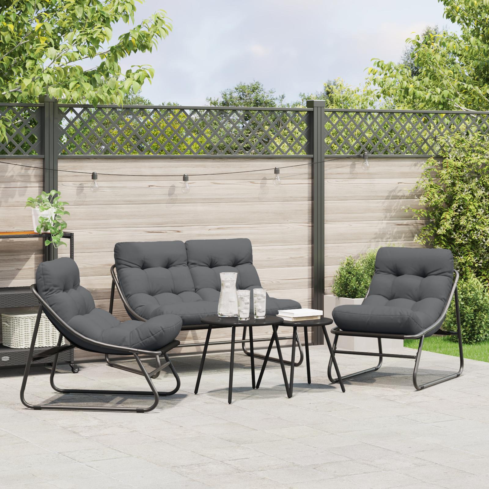 Havemøbler med pude 3 stk Sort 110 x 81 x 71cm Metal billede
