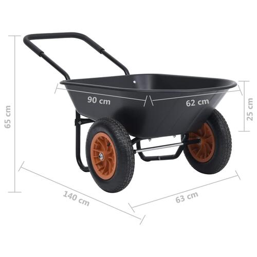 Trillebør 78 l 100 kg sort og orange