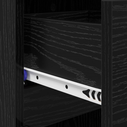 Skoskab Sort egetræ 100,5x28x100 cm Konstrueret træ