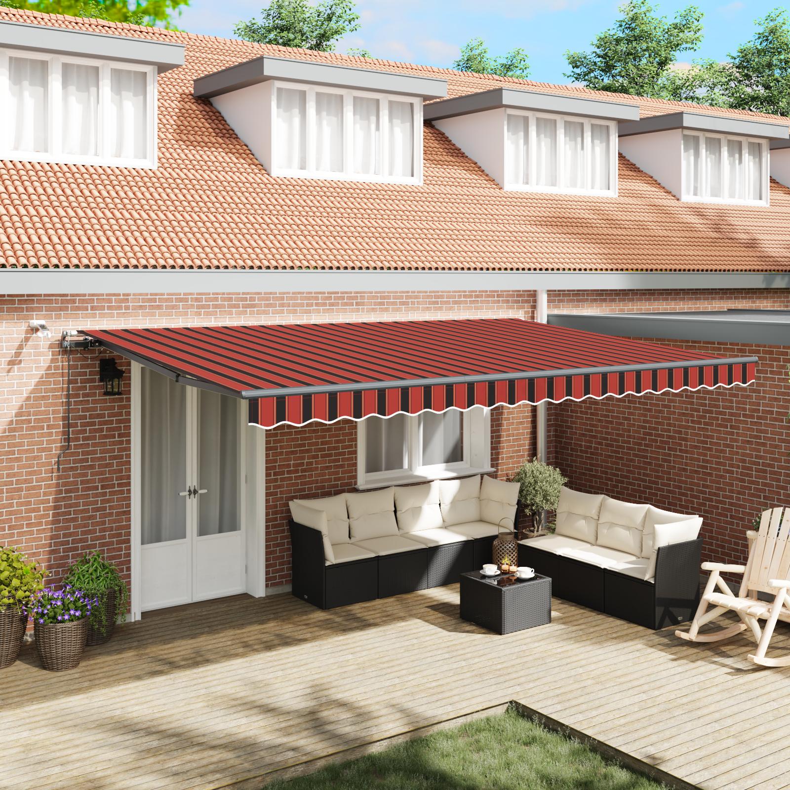 Automatisk Utrækkelig Markise med LED i Orange og Brun, 500x300 cm