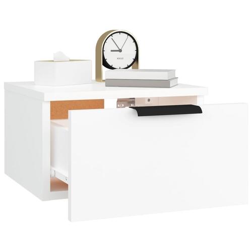 Væghængt sengebord 34x30x20 cm hvid (OUTLET C)
