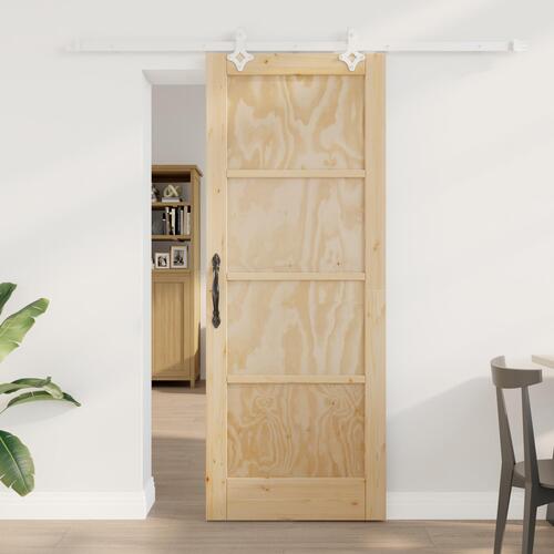 Glidende Dør med Hardware Sæt 78x202 cm Massivt Fyrretræ, Indvendig Dør 'ORKDAL'78x202x4 cm Massivt Fyrretræ