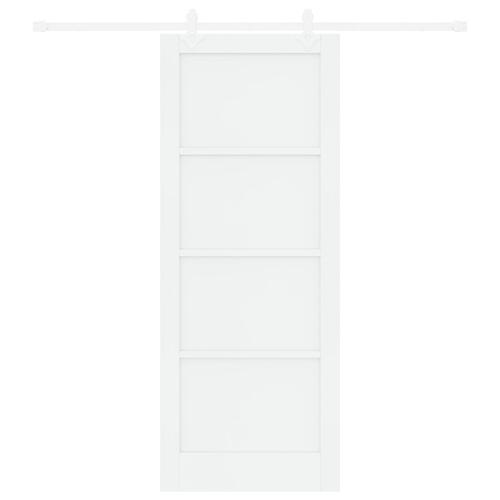 Glidende dør med hardware sæt Hvid 83x211 cm Massivt fyrretræ, indendørs dør 'ORKDAL'Hvid 83x211x4 cm Massivt fyrretræ