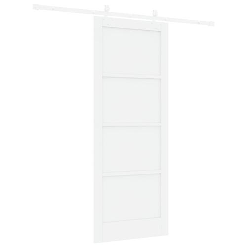Glidende dør med hardware sæt Hvid 83x211 cm Massivt fyrretræ, indendørs dør 'ORKDAL'Hvid 83x211x4 cm Massivt fyrretræ