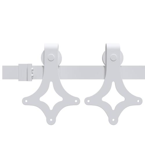 Glidende dør med hardware sæt Hvid 83x211 cm Massivt fyrretræ, indendørs dør 'ORKDAL'Hvid 83x211x4 cm Massivt fyrretræ