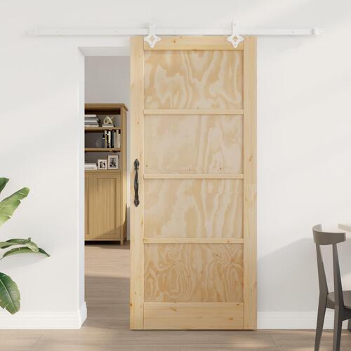 Glidende Dør med hardware sæt 86x198.5 cm solid fyrretræ, Indvendig dør 'ORKDAL'86x198.5x4 cm solid fyrretræ