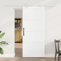 Skydedør med hardware sæt Hvid 86x198,5 cm Solid fyr, indvendig dør 'ORKDAL'Hvid 86x198,5x4 cm Solid fyr