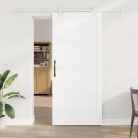 Glidende dør med hardware sæt Hvid 93x211 cm Solid Træ Fyrretræ, indvendig dør 'ORKDAL'Hvid 93x211x4 cm Solid Træ Fyrretræ