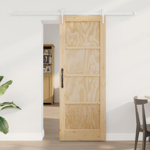 Skydedør med hardware sæt 73.5x198.5 cm Massivt træ Pine, Inderskabsdør 'ORKDAL'73.5x198.5x4 cm Massivt træ Pine