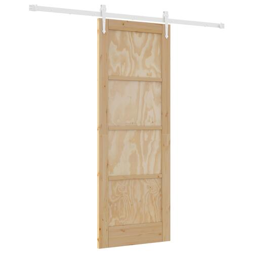 Skydedør med hardware sæt 73.5x198.5 cm Massivt træ Pine, Inderskabsdør 'ORKDAL'73.5x198.5x4 cm Massivt træ Pine
