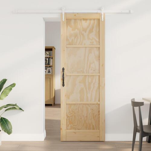 Skydedør med hardware sæt 73.5x211 cm solidt træ fyrretræ, indvendig dør 'ORKDAL'73.5x211x4 cm solidt træ fyrretræ