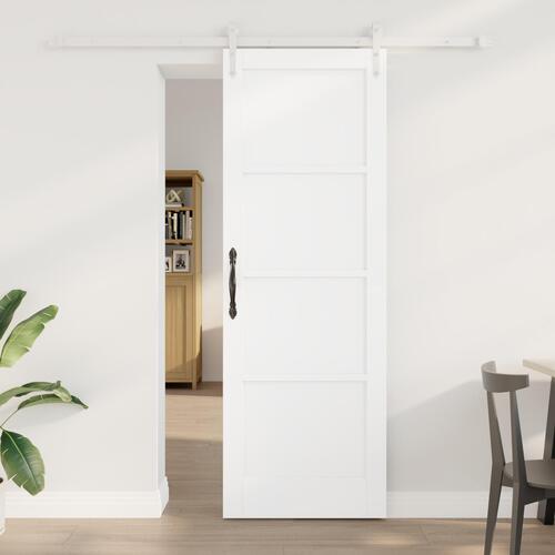 Skydedør med hardware sæt Hvid 73.5x211 cm Solid Træ Fyrretræ, Indvendig dør 'ORKDAL'Hvid 73.5x211x4 cm Solid Træ Fyrretræ