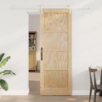Glidende dør med hardware sæt 78x211 cm Solid træ Fyrretræ, indvendig dør 'ORKDAL'78x211x4 cm Solid træ Fyrretræ