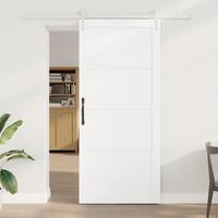 Glidende dør med hardware sæt Hvid 93x211 cm Solid træ Fyrretræ, indvendig dør "ORKDAL" Hvid 93x211x4 cm Solid træ Fyrretræ