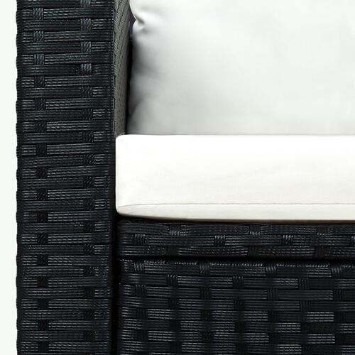Haveloungesæt 3 dele med hynder polyrattan sort (OUTLET A)