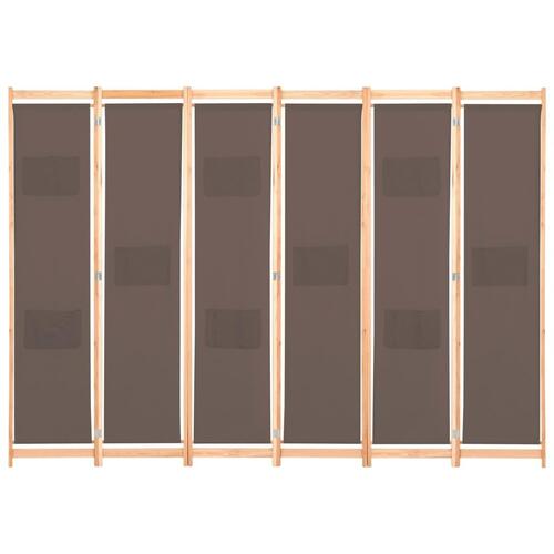 6-panels rumdeler 240 x 170 x 4 cm stof brun