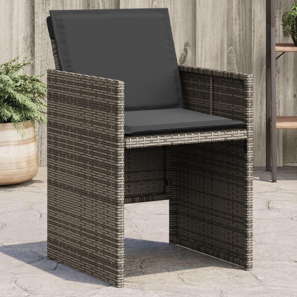 Havestole med hynder 4 stk. polyrattan grå