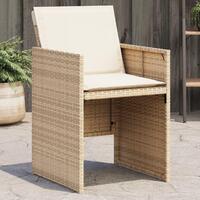 Havestole 4 stk. med hynder polyrattan beige