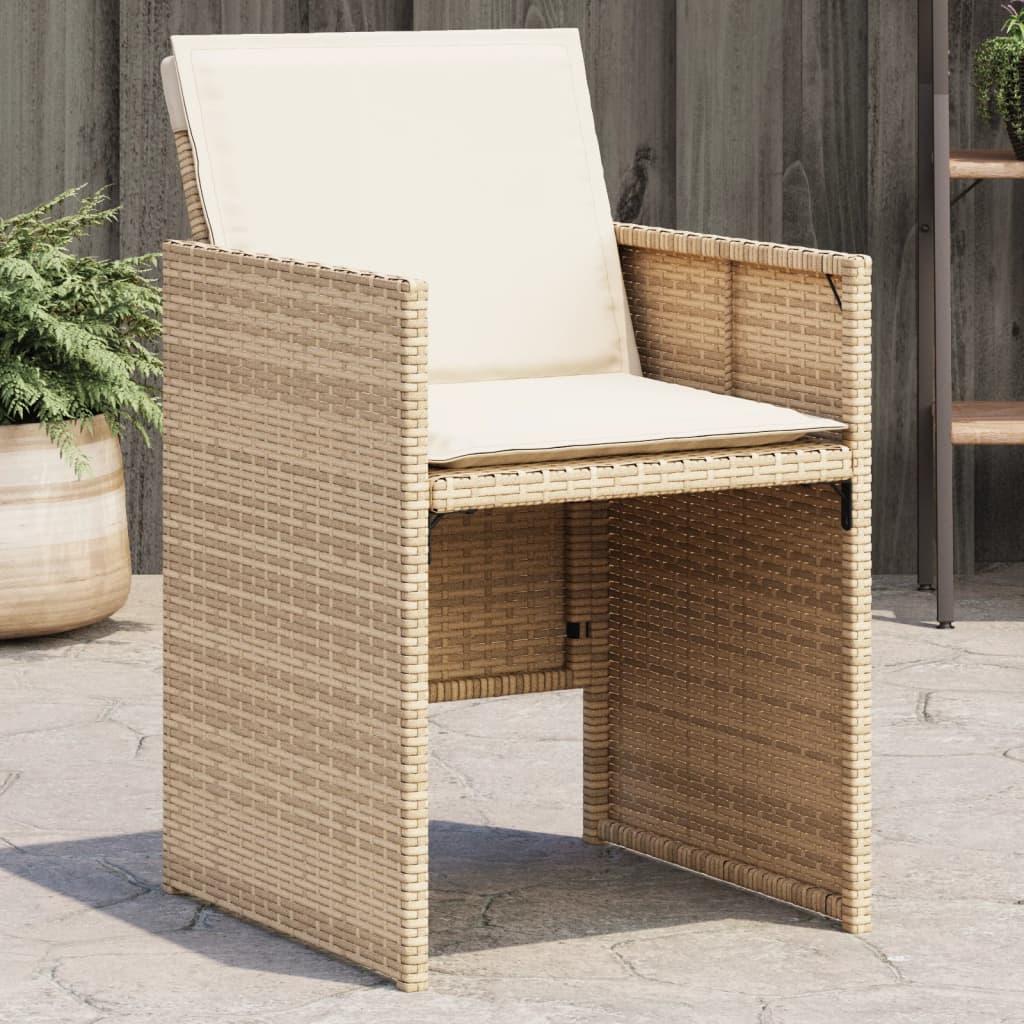 Havestole 4 stk. med hynder polyrattan beige
