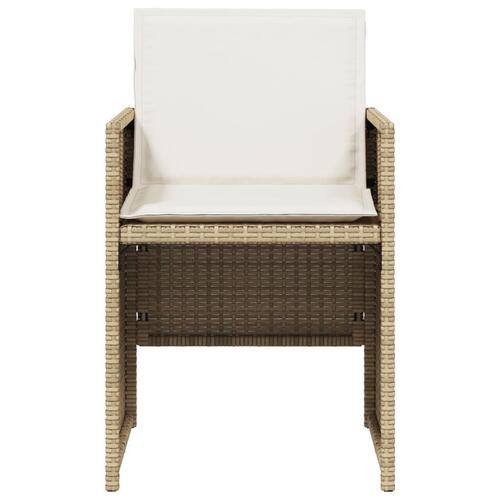 Havestole 4 stk. med hynder polyrattan beige
