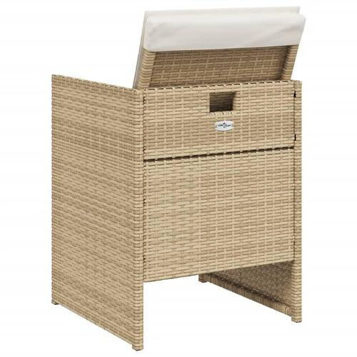 Havestole 4 stk. med hynder polyrattan beige