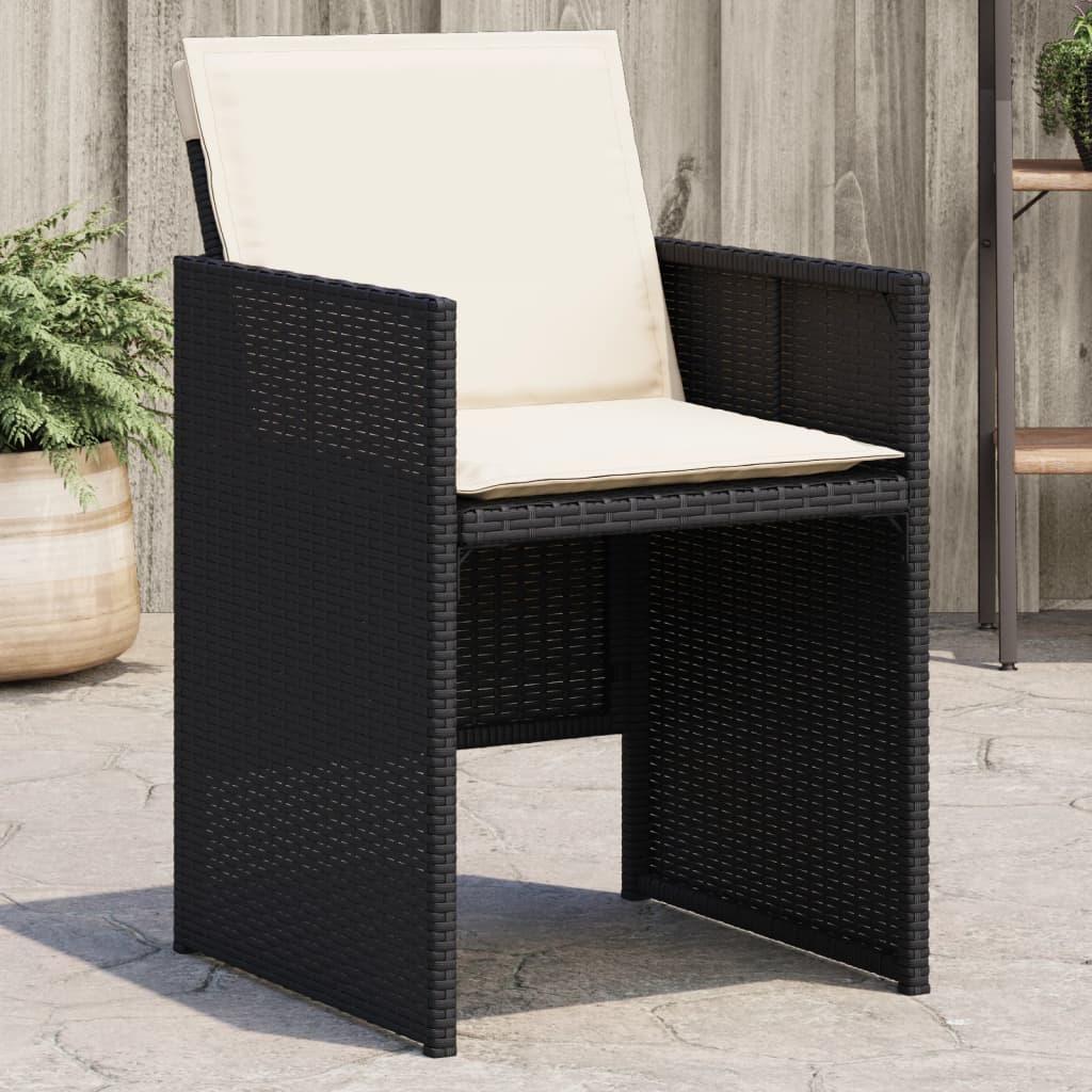 Havestole med hynder 4 stk. polyrattan sort