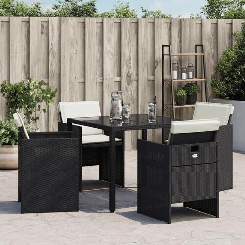 Havestole med hynder 4 stk. polyrattan sort