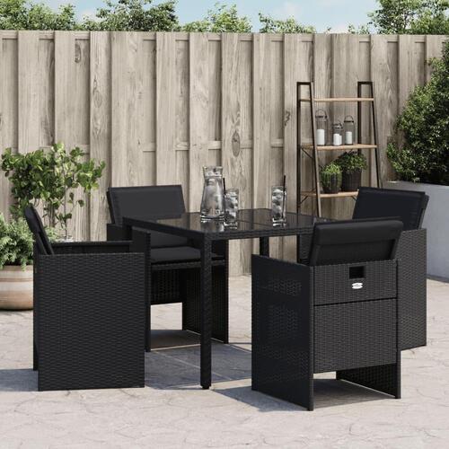 Havestole med hynder 4 stk. polyrattan sort