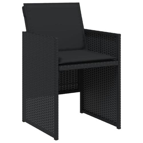 Havestole med hynder 4 stk. polyrattan sort
