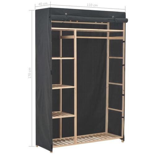 Klædeskab 110 x 40 x 170 cm stof grå