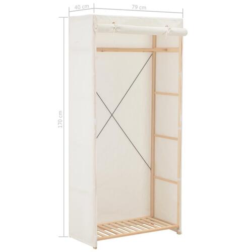 Klædeskab 79 x 40 x 170 cm stof hvid
