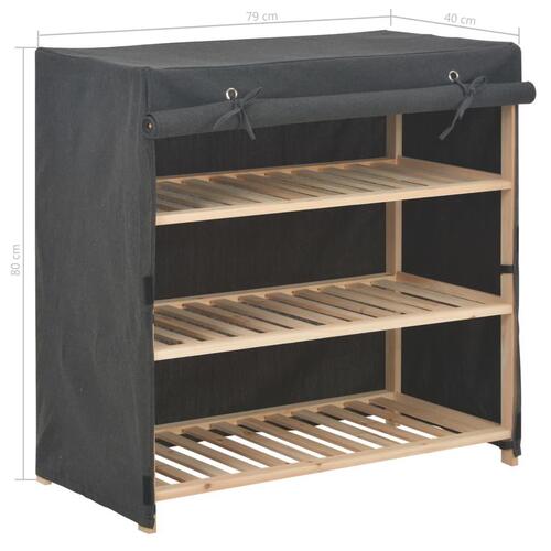 Skoskab med overtræk 79 x 40 x 80 cm stof grå