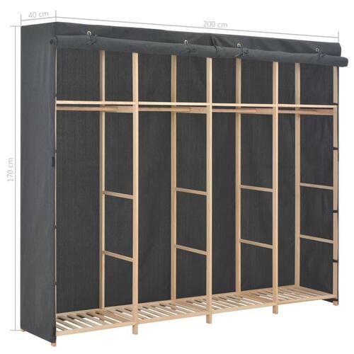 Klædeskab 200 x 40 x 170 cm stof grå