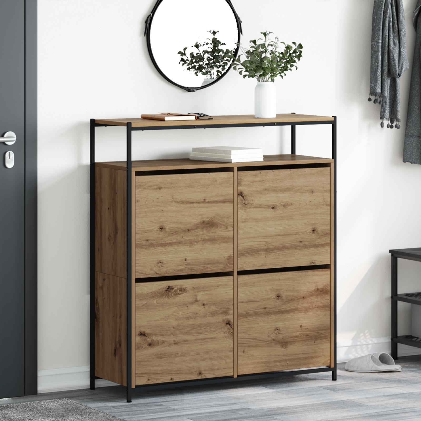 Sko cabinet med 4 flip-skuffer Artisan eg 100x34x112 cm