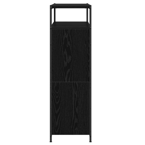 Skoskab med 4 Flip-Skuffer Sort Eg 100x34x112 cm