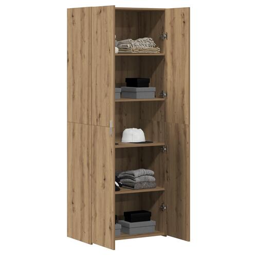 Højkommode Egetræ 70x42,5x185 cm Konstrueret Træ